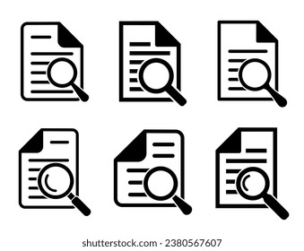 Document with magnifying glass. Icon of kintroli and document search.