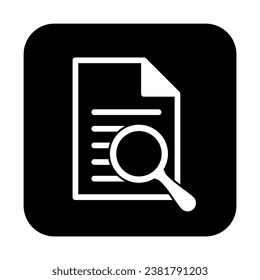 Document with magnifying glass. Icon of kintroli and document search.