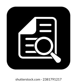 Document with magnifying glass. Icon of kintroli and document search.