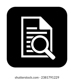 Document with magnifying glass. Icon of kintroli and document search.