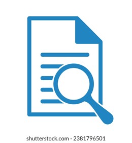 Document with magnifying glass. Icon of kintroli and document search.