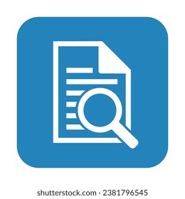 Document with magnifying glass. Icon of kintroli and document search.