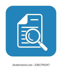 Document with magnifying glass. Icon of kintroli and document search.