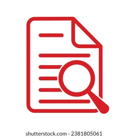 Document with magnifying glass. Icon of kintroli and document search.