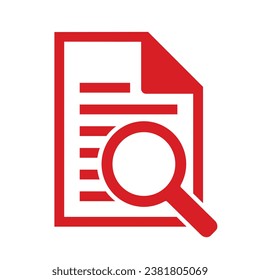 Document with magnifying glass. Icon of kintroli and document search.