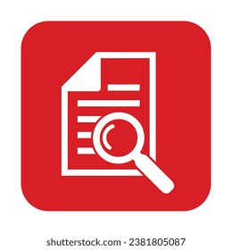 Document with magnifying glass. Icon of kintroli and document search.