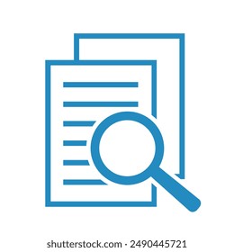 Document with magnifying glass. Icon of kintroli and document search.