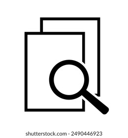 Document with magnifying glass. Icon of kintroli and document search.