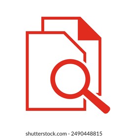 Document with magnifying glass. Icon of kintroli and document search.