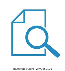 Document with magnifying glass. Icon of kintroli and document search.