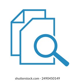 Document with magnifying glass. Icon of kintroli and document search.