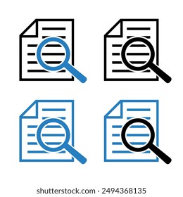 Document with magnifying glass. Icon of kintroli and document search.