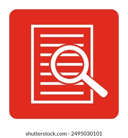 Document with magnifying glass. Icon of kintroli and document search.