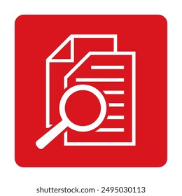Document with magnifying glass. Icon of kintroli and document search.