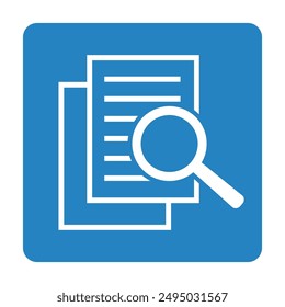 Document with magnifying glass. Icon of kintroli and document search.