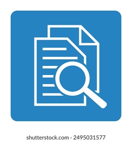 Document with magnifying glass. Icon of kintroli and document search.