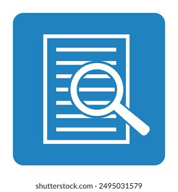 Document with magnifying glass. Icon of kintroli and document search.