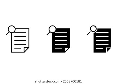 Document with Magnifying Glass  icon for website design, app, logo, and ui. Vector file.