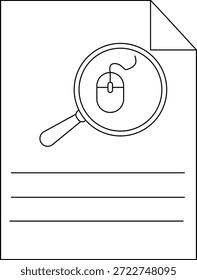 Documento com lupa sobre as linhas de texto do mouse abaixo do canto superior dobrado