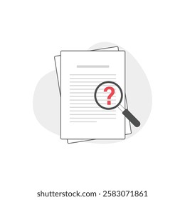 Document with Magnifying Glass Vector Illustration. Evidence Analysis Concept Design