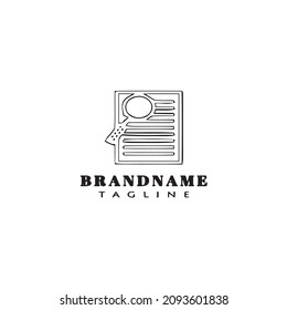 Dokument mit Lupe Logo-Cartoon-Symbol-Design-Vorlage schwarz, moderne einzelne Vektorgrafik