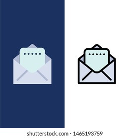 Document, Mail  Icons. Flat and Line Filled Icon Set Vector Blue Background. Vector Icon Template background