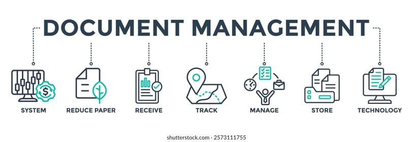 Document management banner web icon vector illustration concept