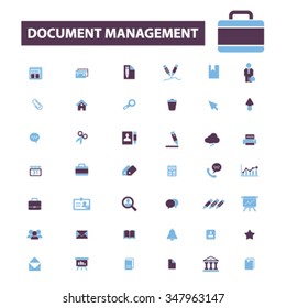 document management, business  icons, signs vector concept set for infographics, mobile, website, application