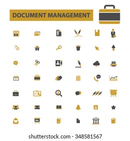 document management, business  icons, signs vector concept set for infographics, mobile, website, application