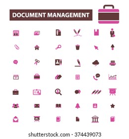 document management, business  icons, signs vector concept set for infographics, mobile, website, application
