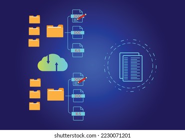 document management concept online document database and digital file storage systems or software record keeping database technology file access document sharing