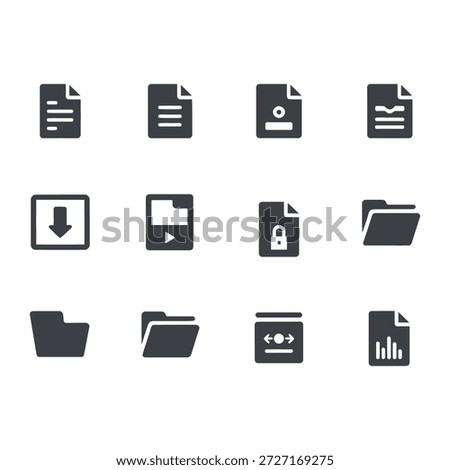Document Management and Folder Organization Icons - Office File Storage