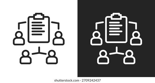 Icono De Gestión De Documentos En Estilo De Línea En Blanco Y Negro