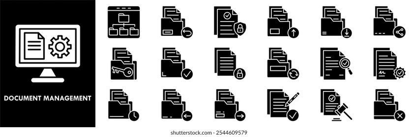 Document Management icon collection set. Containing design business, information, document, online, computer