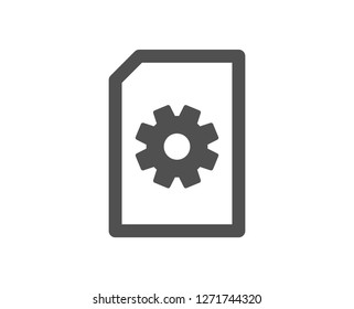 Document Management icon. Information File with Cogwheel sign. Paper page concept symbol. Quality design element. Classic style icon. Vector