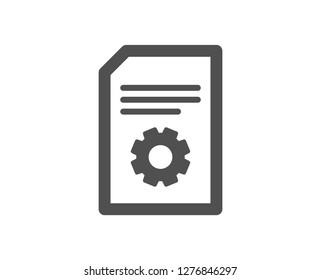 Document Management icon. Information File with Cogwheel sign. Paper page concept symbol. Quality design element. Classic style icon. Vector
