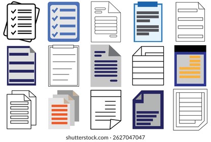 Document Management Icon Set: Editable Stroke, File Formats, and Paper Symbols – Vector Collection