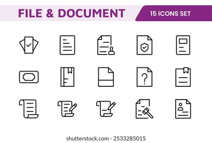 Document Management Icon Set. Streamlined icons for organizing, storing, and sharing files, perfect for productivity apps, cloud storage, and business workflows.