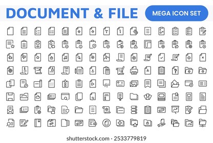 Document Management Icon Set. Streamlined icons for organizing, storing, and sharing files, perfect for productivity apps, cloud storage, and business workflows.