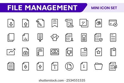 Document Management Icon Set. Streamlined icons for organizing, storing, and sharing files, perfect for productivity apps, cloud storage, and business workflows.