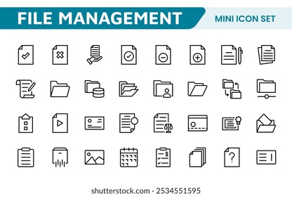 Document Management Icon Set. Streamlined icons for organizing, storing, and sharing files, perfect for productivity apps, cloud storage, and business workflows.
