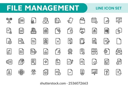 Document Management Icon Set. Streamlined icons for organizing, storing, and sharing files, perfect for productivity apps, cloud storage, and business workflows.