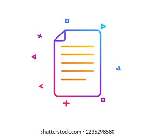 Document Management line icon. Information File sign. Paper page concept symbol. Gradient line button. File icon design. Colorful geometric shapes. Vector
