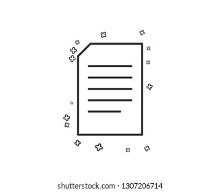 Document Management line icon. Information File sign. Paper page concept symbol. Geometric shapes. Random cross elements. Linear Document icon design. Vector