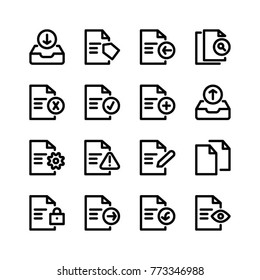 Document Management line icons, editable stroke