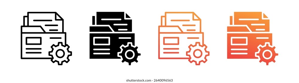 Document Management Multi Style Icon Set Vector