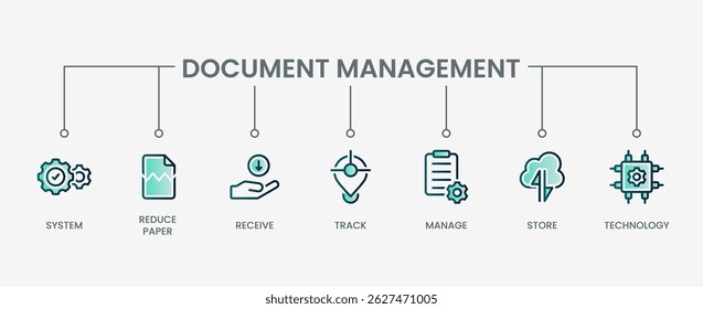 Document management set icon with modern green concept