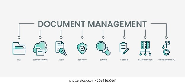Document management set icon with modern green concept
