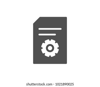 Document Management simple icon. Information File with Cogwheel sign. Paper page concept symbol. Quality design elements. Classic style. Vector