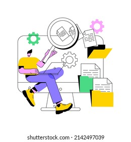 Document management soft abstract concept vector illustration. Document flow app, compound docs, cloud-based DMS, platform for sharing files online. manage business processes abstract metaphor.